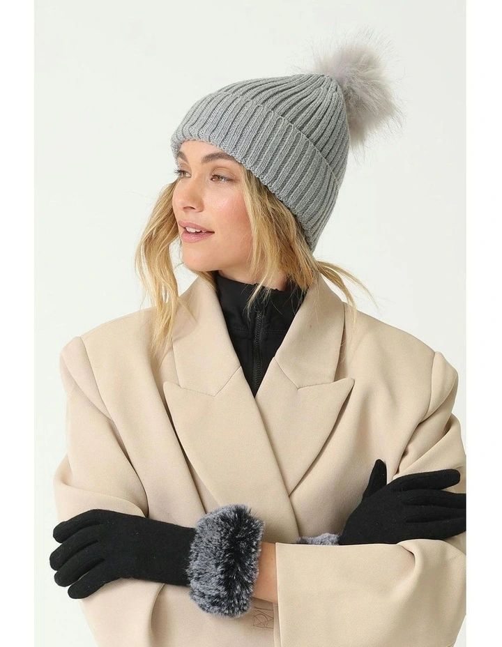 Valentine Wool Blend Beanie in Grey image 6