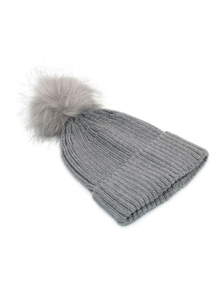 Valentine Wool Blend Beanie in Grey image 7