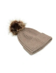 Valentine Wool Blend Beanie in Beige