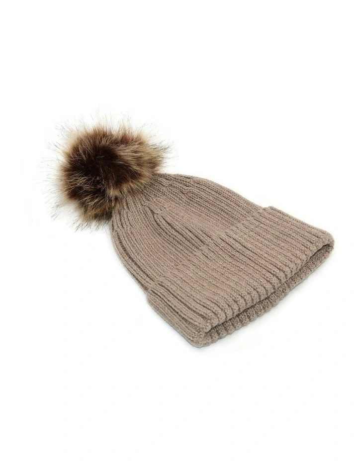 Valentine Wool Blend Beanie in Beige image 1