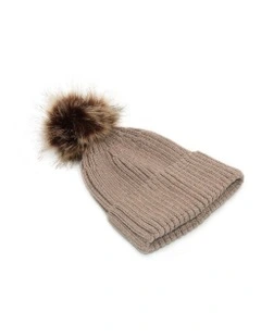Valentine Wool Blend Beanie in Beige