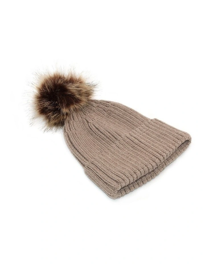 Valentine Wool Blend Beanie in Beige image 1