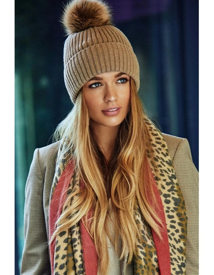Valentine Wool Blend Beanie in Beige image 2