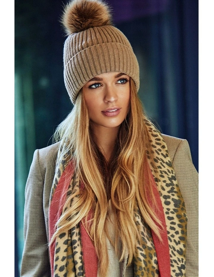 Valentine Wool Blend Beanie in Beige image 2