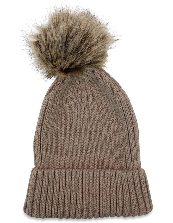 Valentine Wool Blend Beanie in Beige image 3