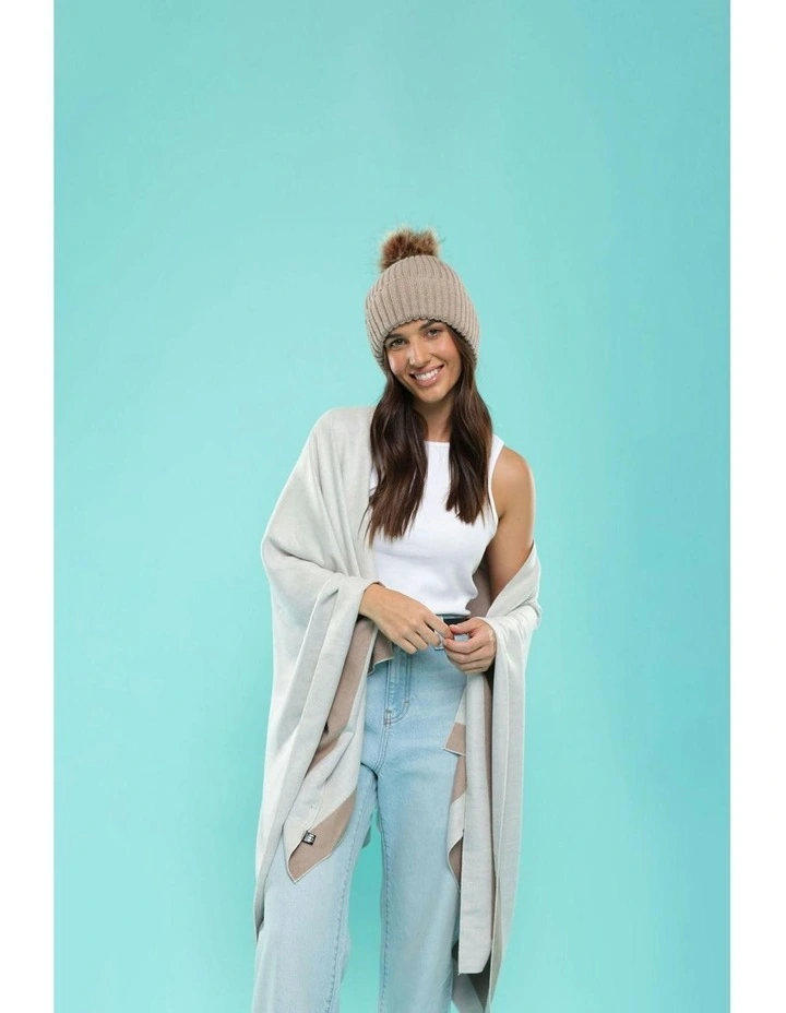 Valentine Wool Blend Beanie in Beige image 5