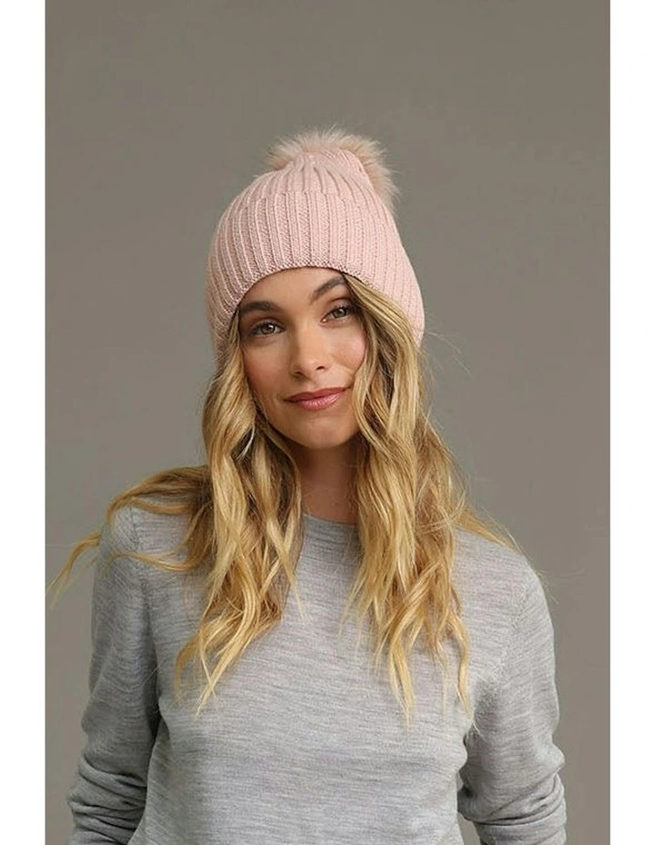 Valentine Wool Blend Beanie in Pink image 2