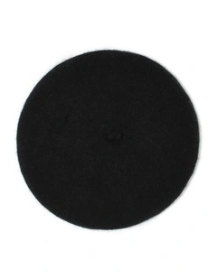 Lisa Wool Blend Beret in Black