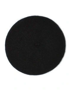 Lisa Wool Blend Beret in Black