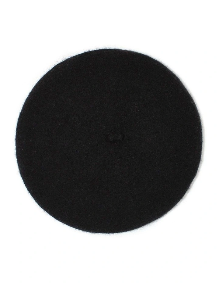 Lisa Wool Blend Beret in Black image 1