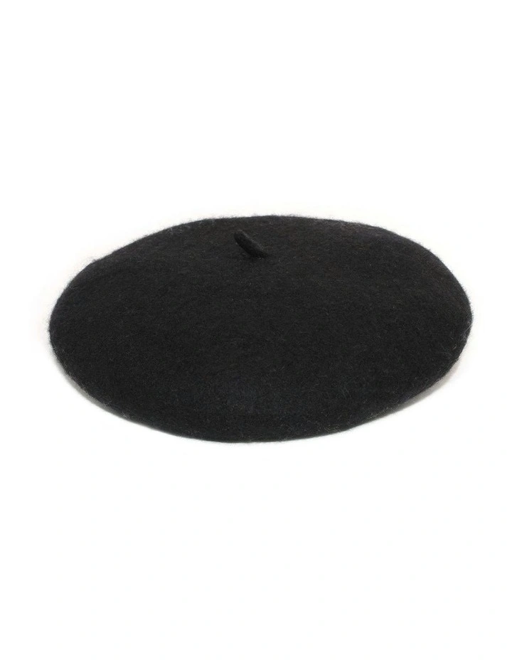 Lisa Wool Blend Beret in Black image 2