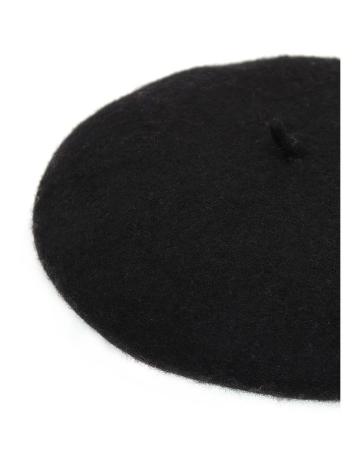 Lisa Wool Blend Beret in Black image 4