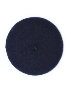 Lisa Wool Blend Beret in Navy