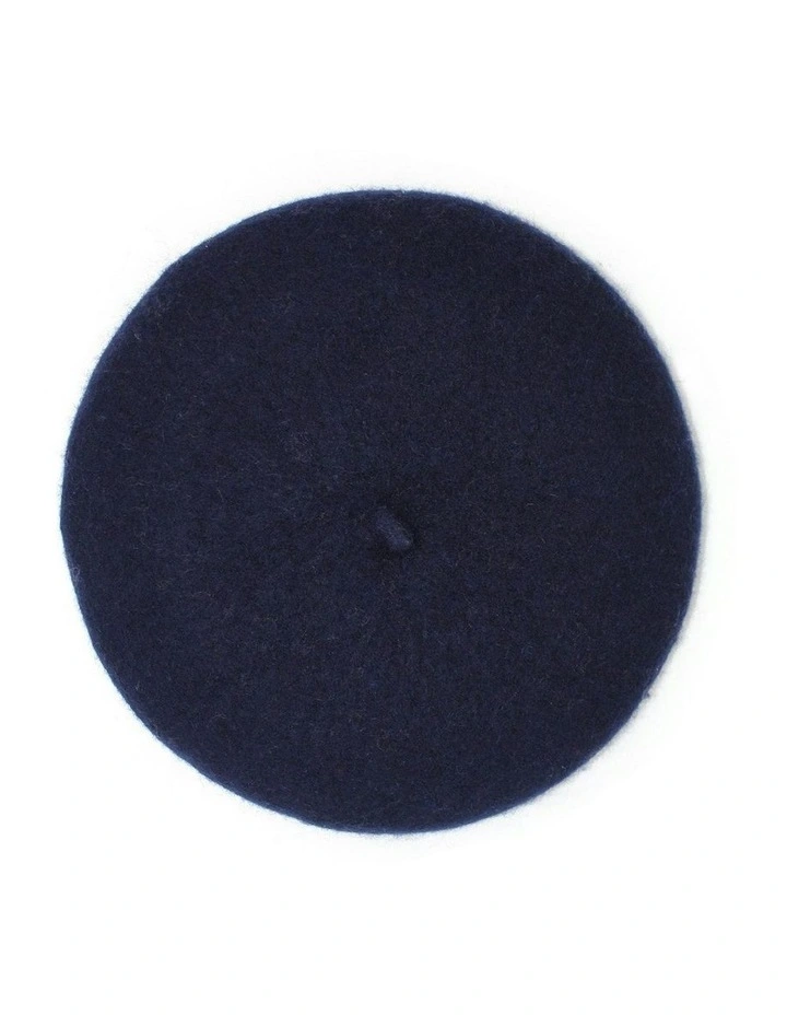 Lisa Wool Blend Beret in Navy image 1