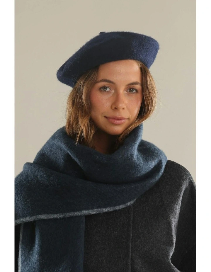 Lisa Wool Blend Beret in Navy image 2