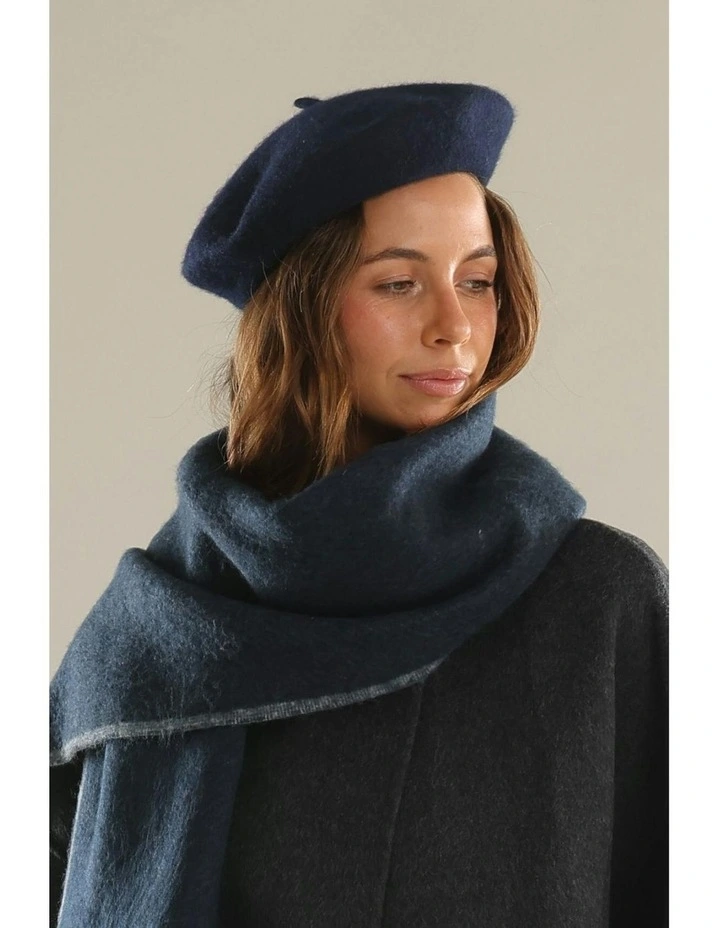 Lisa Wool Blend Beret in Navy image 3