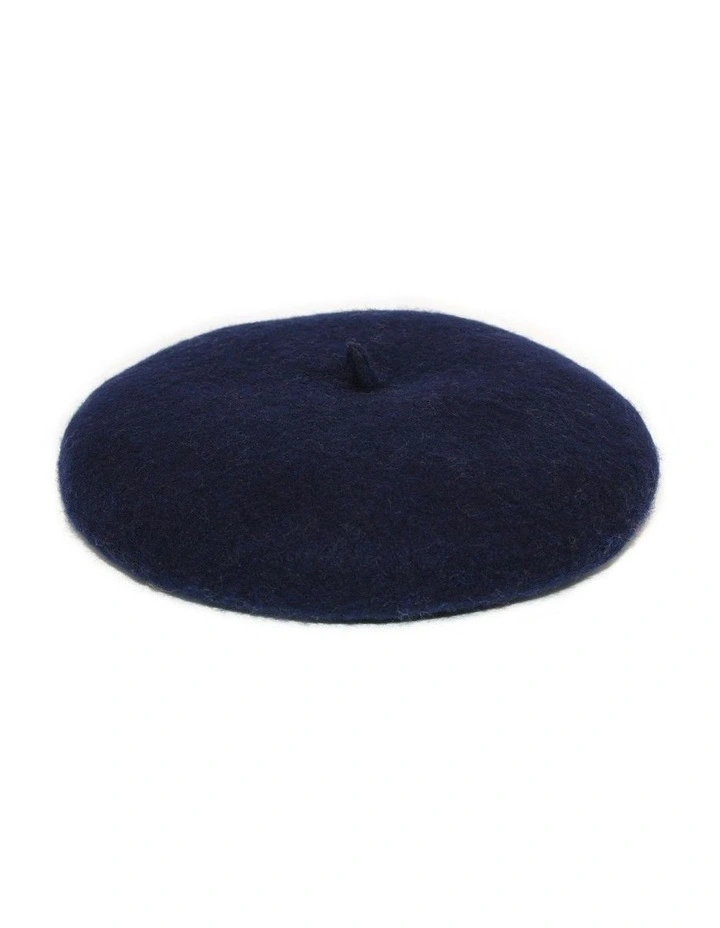 Lisa Wool Blend Beret in Navy image 4