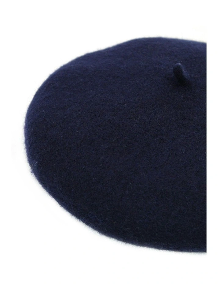 Lisa Wool Blend Beret in Navy image 6