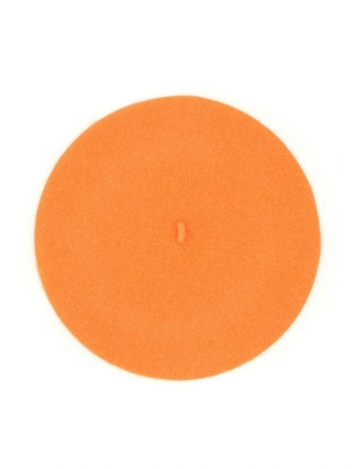 Lisa Wool Blend Beret in Orange image 1