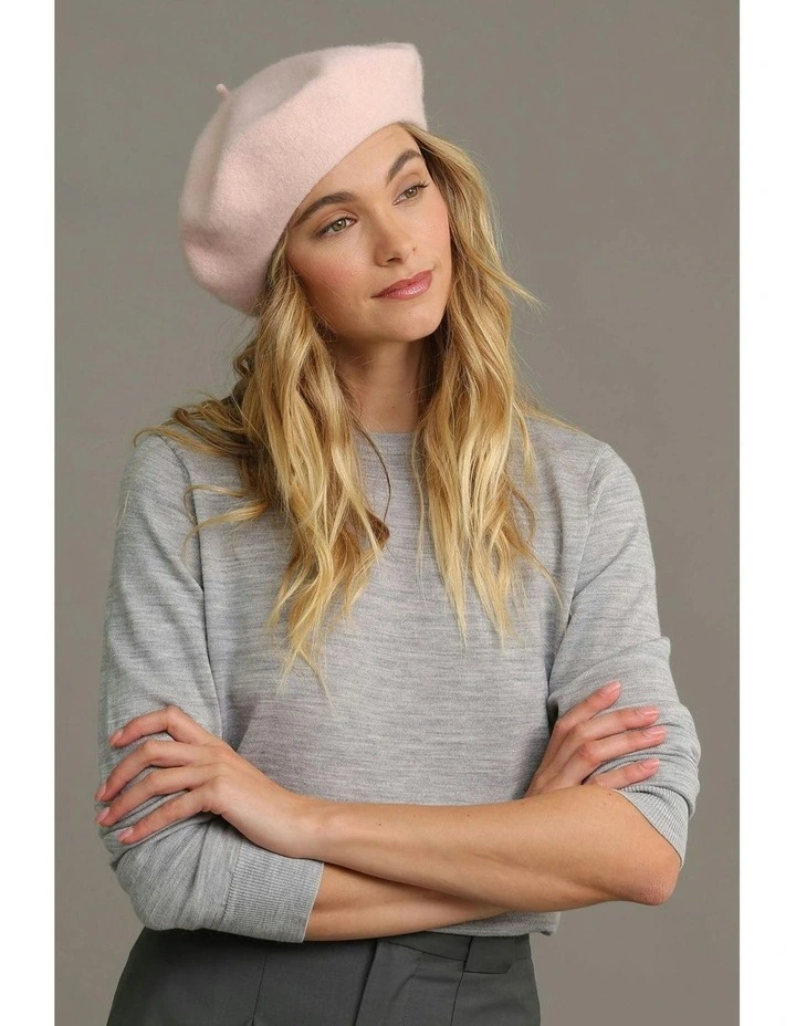 Lisa Wool Blend Beret in Pink image 2