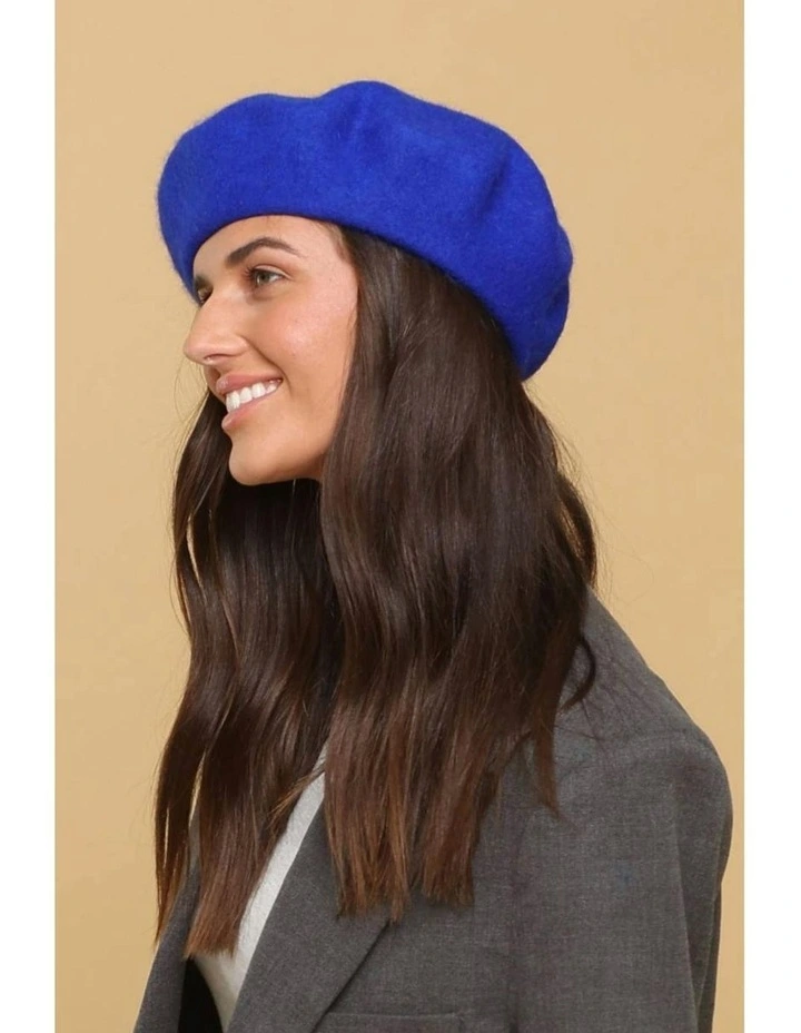 Lisa Wool Blend Beret in Royal Blue image 2