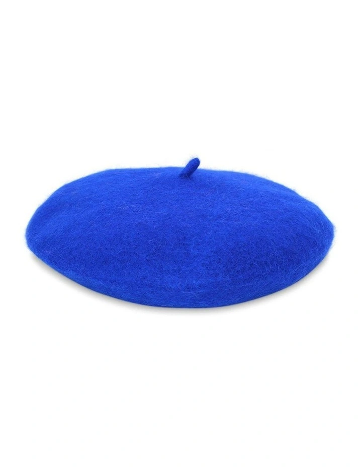 Lisa Wool Blend Beret in Royal Blue image 3