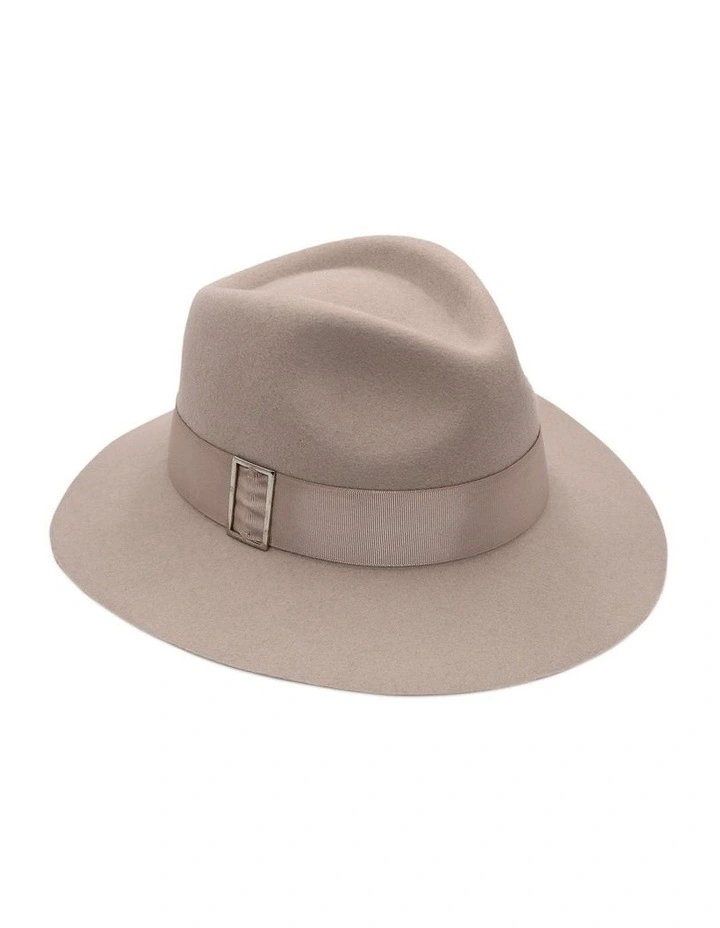 Harper Fedora Hat in Beige image 1