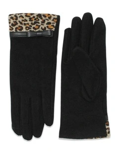 Jacqueline Gloves in Black Leopard