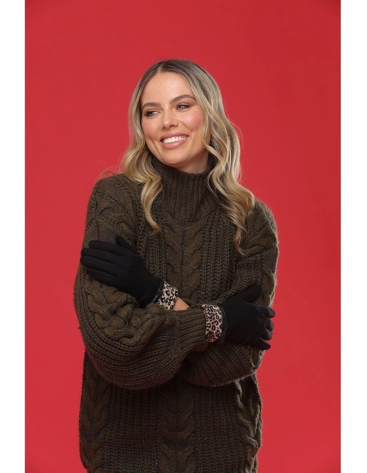 Jacqueline Gloves in Black Leopard image 3