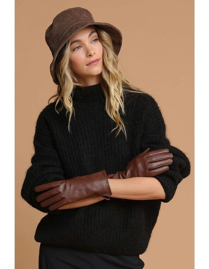 Zoey Leather Gloves in Brown image 2