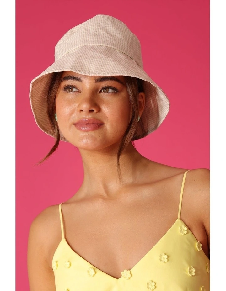 Hannah Bucket Hat in Beige Check image 2