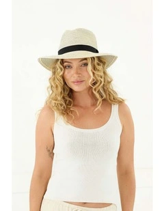 Bronte Fedora Hat in Ivory/Black