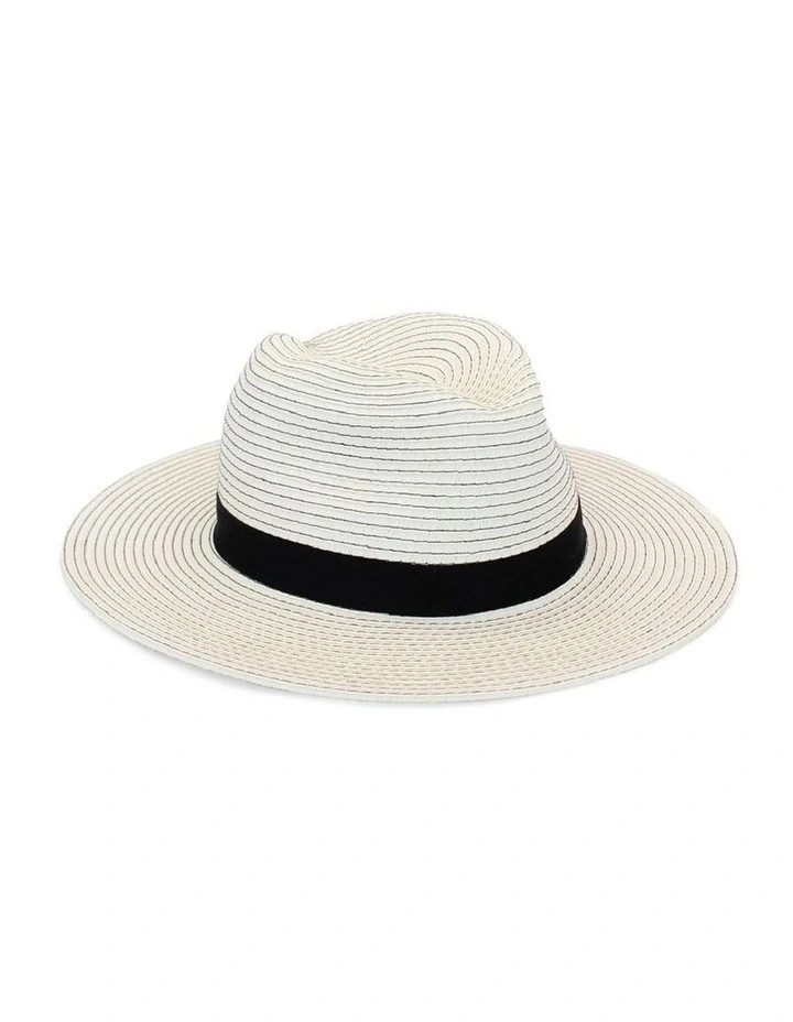 Bronte Fedora Hat in Ivory/Black image 1