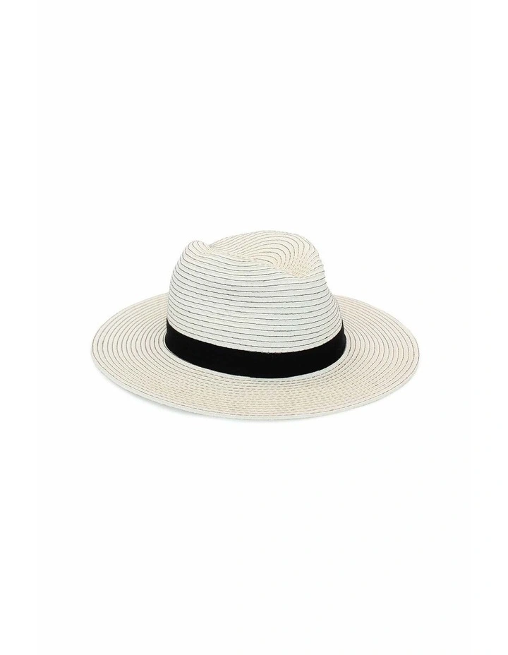 Bronte Fedora Hat in Ivory/Black image 2
