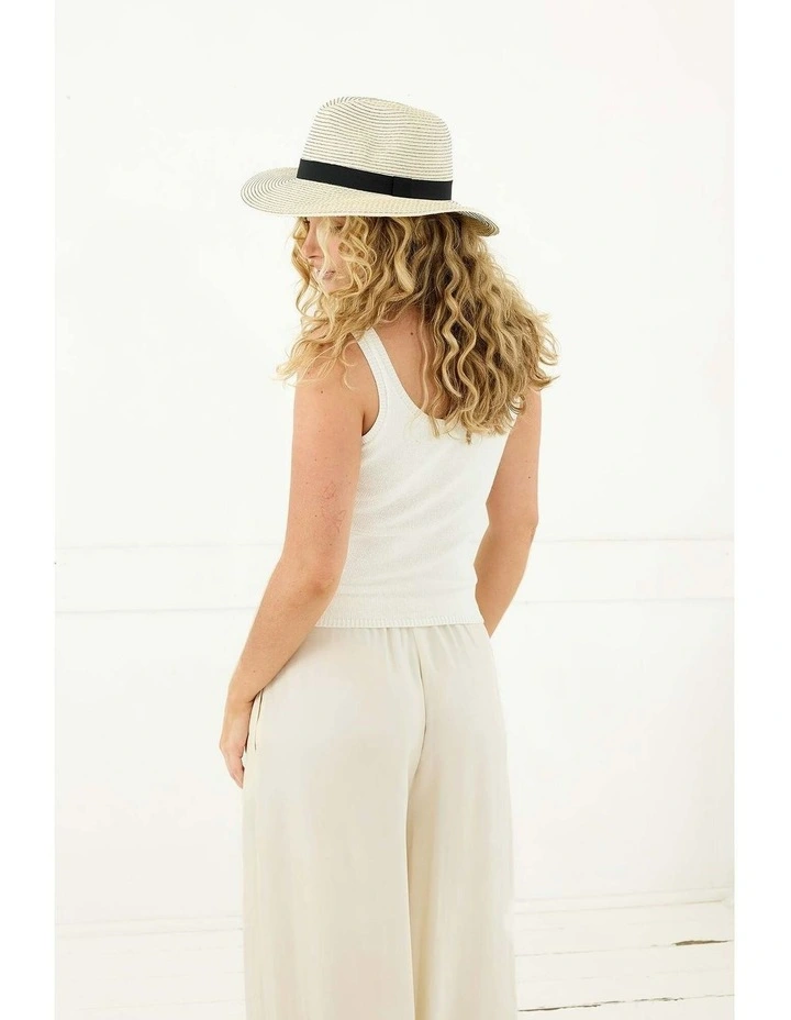 Bronte Fedora Hat in Ivory/Black image 3