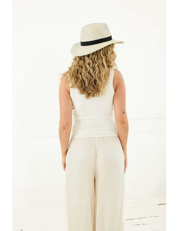 Bronte Fedora Hat in Ivory/Black image 4