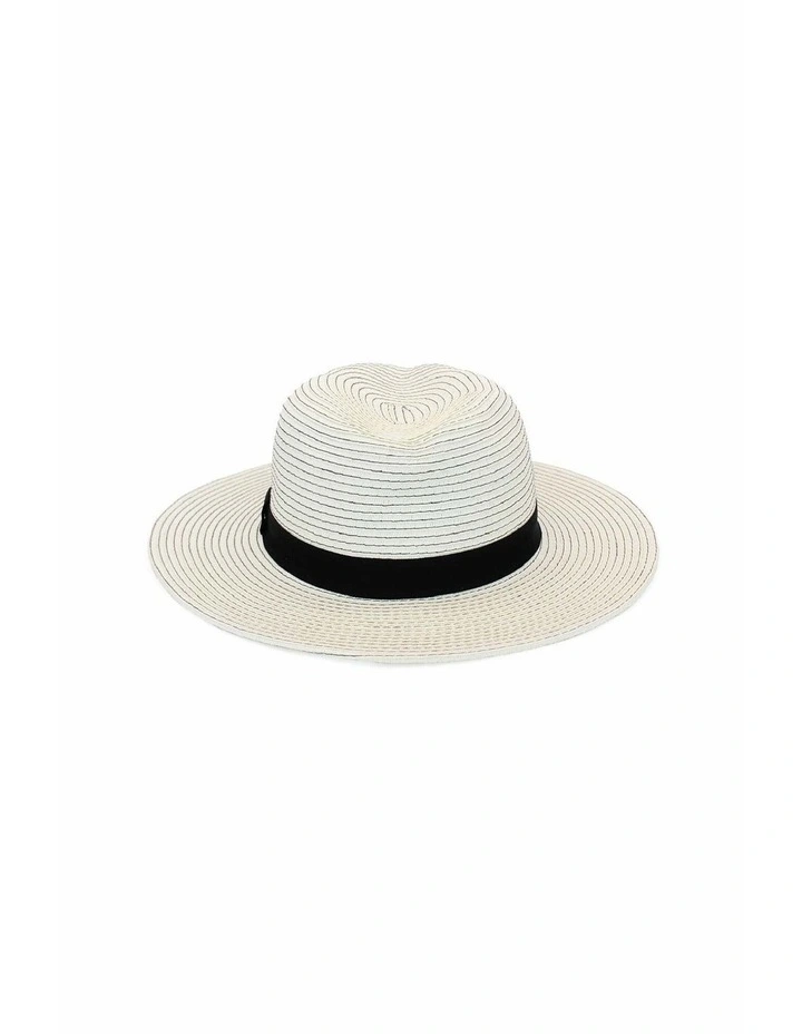 Bronte Fedora Hat in Ivory/Black image 7