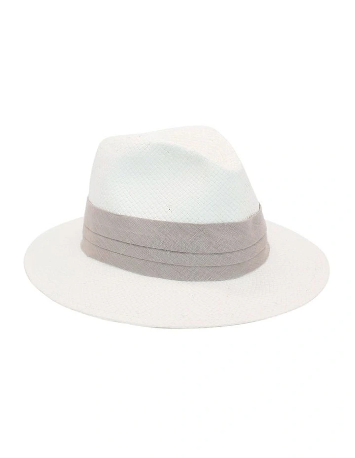 Lane Fedora Hat in White/Grey image 1