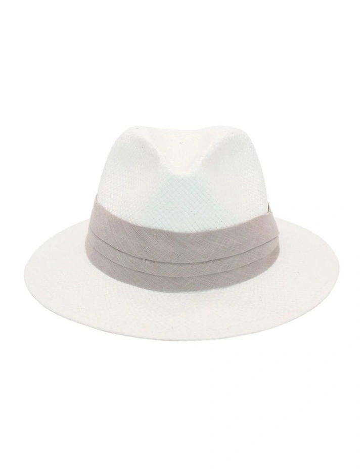 Lane Fedora Hat in White/Grey image 2