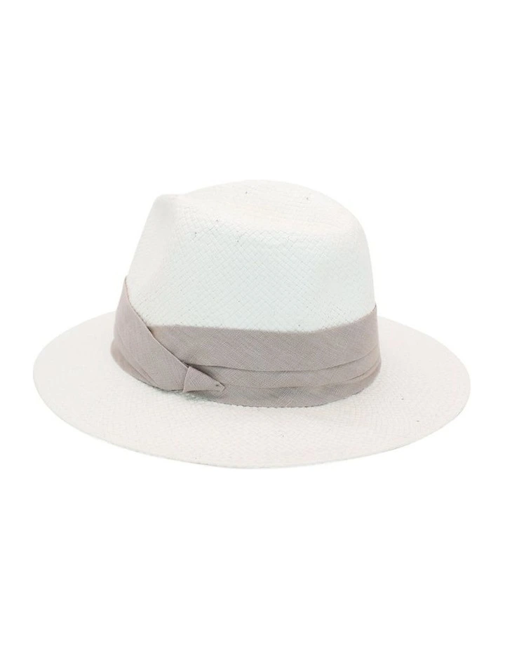 Lane Fedora Hat in White/Grey image 3