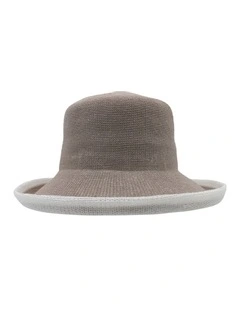 Belle Breton Hat in Mushroom/White