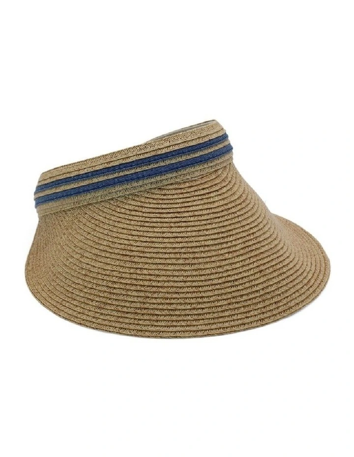 Blythe Visor Hat in Beige/Denim image 1