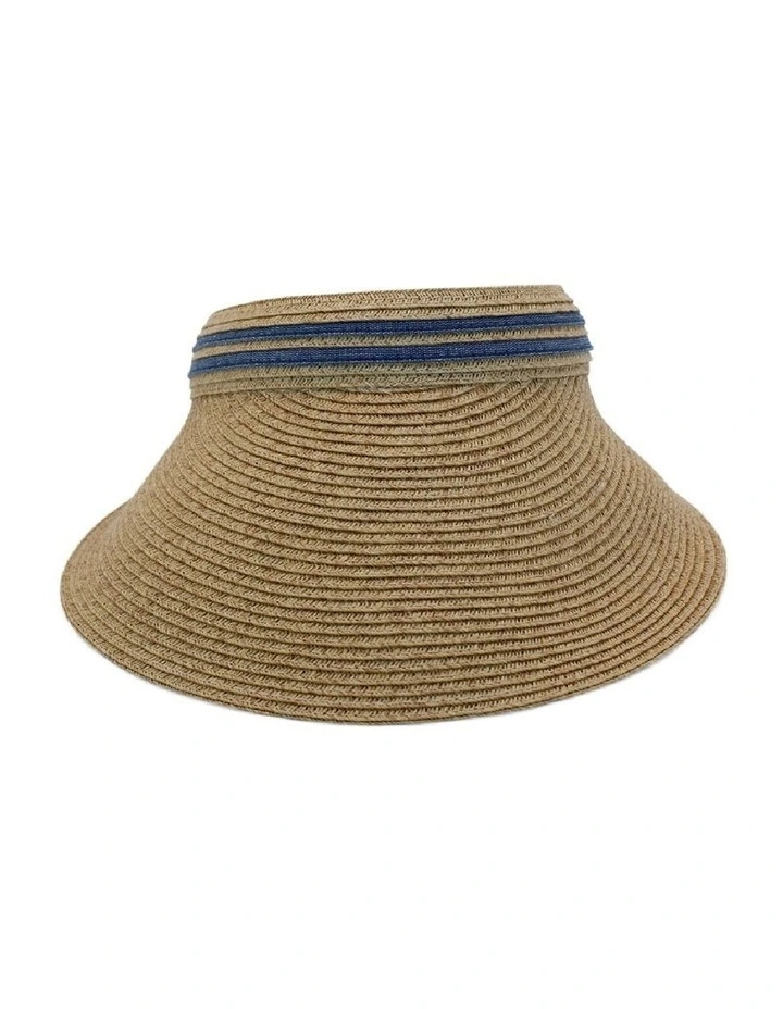 Blythe Visor Hat in Beige/Denim image 4