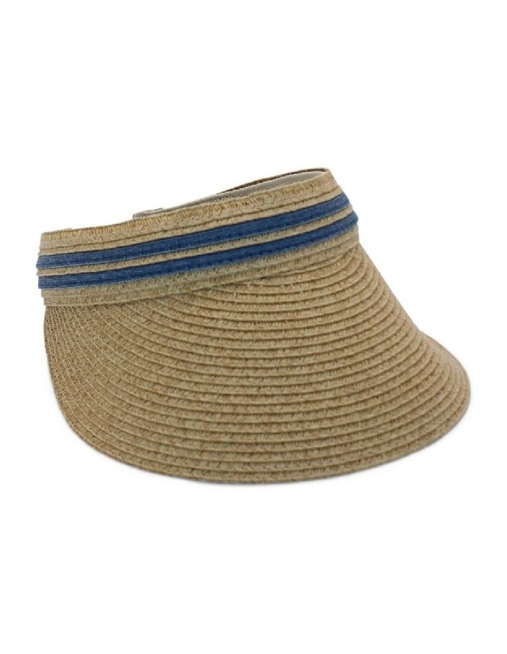 Lilah Visor Hat in Tan/Denim image 1