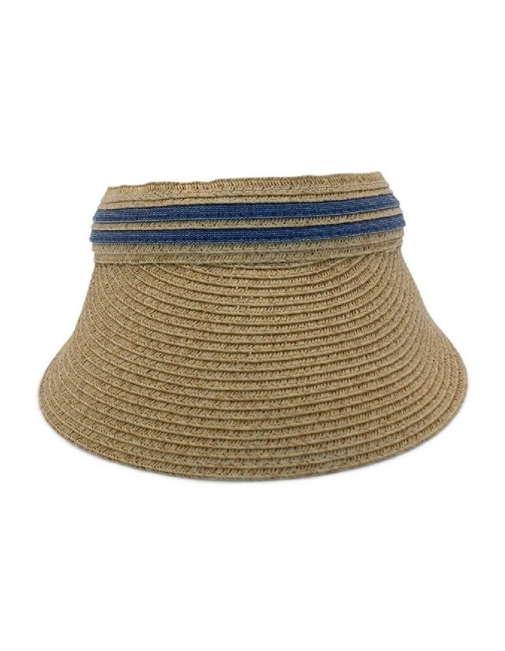 Lilah Visor Hat in Tan/Denim image 2