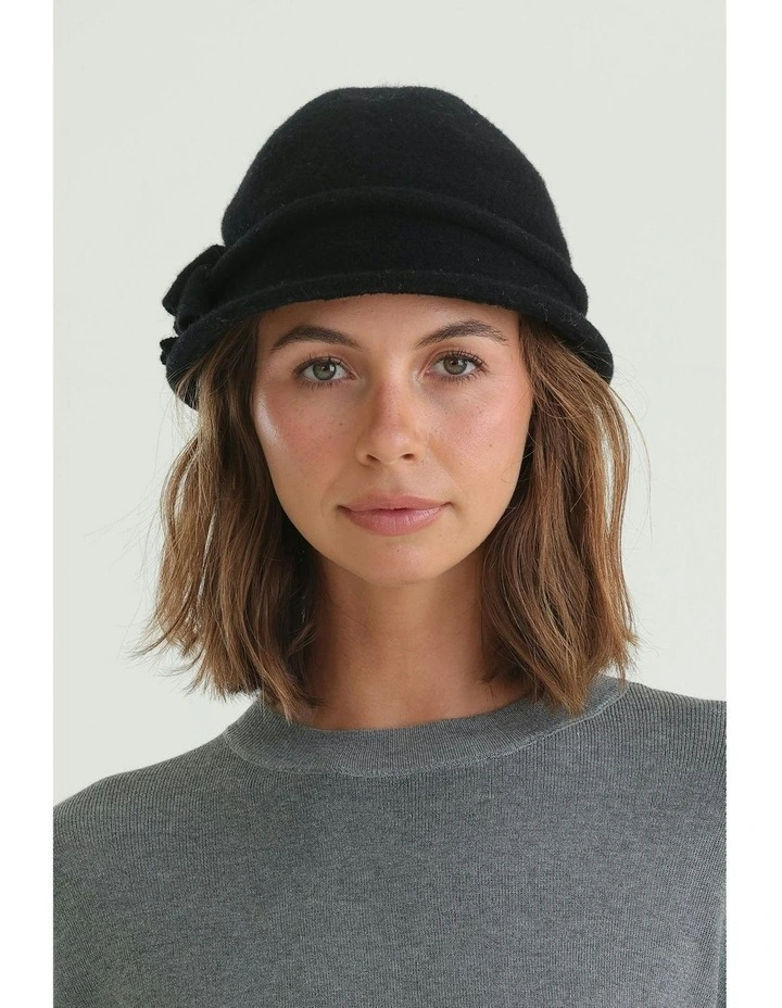 Joy Woolen Pull On Hat in Black image 4