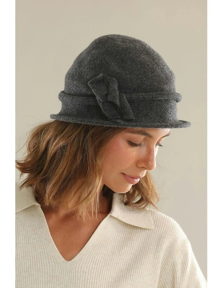 Joy Woolen Pull On Hat in Charcoal image 2