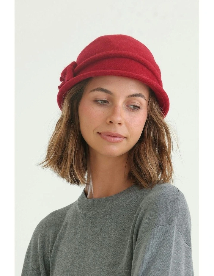 Joy Woolen Pull On Hat in Red image 2