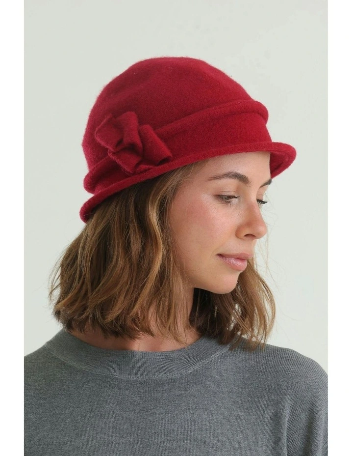 Joy Woolen Pull On Hat in Red image 3
