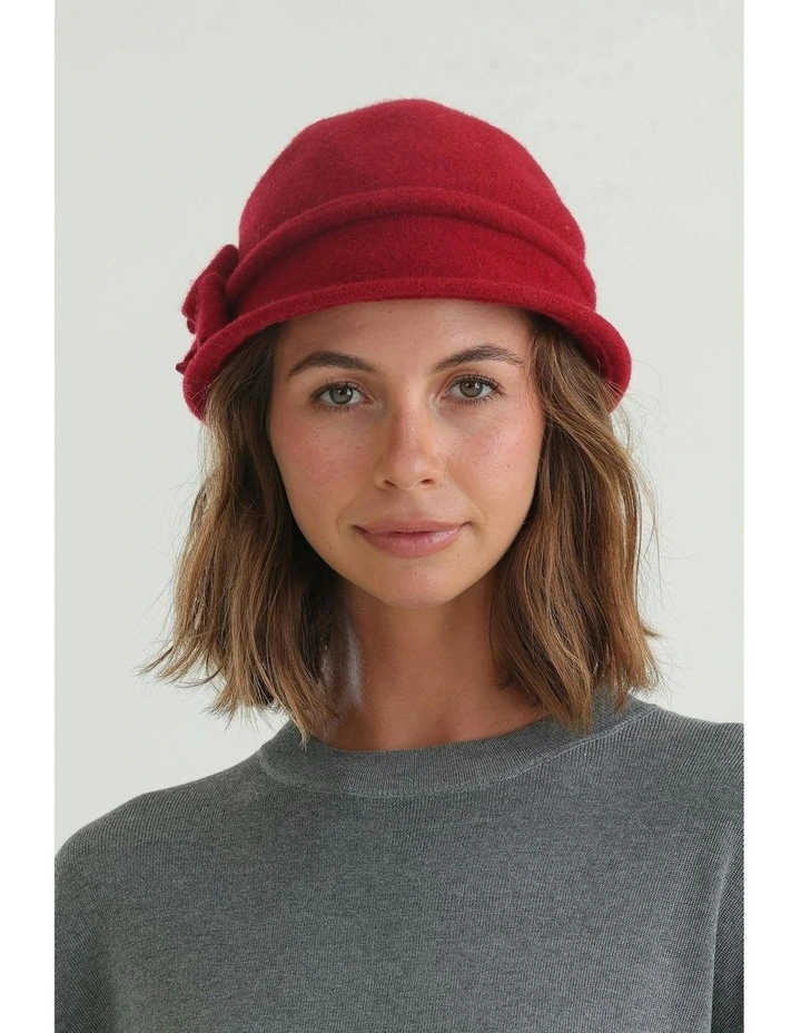Joy Woolen Pull On Hat in Red image 5
